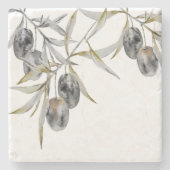 Rustikale Olive Branche Steinuntersetzer (Vorderseite)
