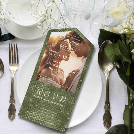 Rustikale Olive Sage Imitate Burlap Twinkle Stars All In One Einladung