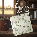 Rustikale Olive Vintage Neutrale Wasserfarben der  Fliese<br><div class="desc">Aquarelloliven & Äste werden im Imitat entworfen. 100% Kundenzufriedenheit mit "Zazzle" jeden Tag.</div>