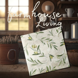 Rustikale Olive Vintage Neutrale Wasserfarben der Fliese