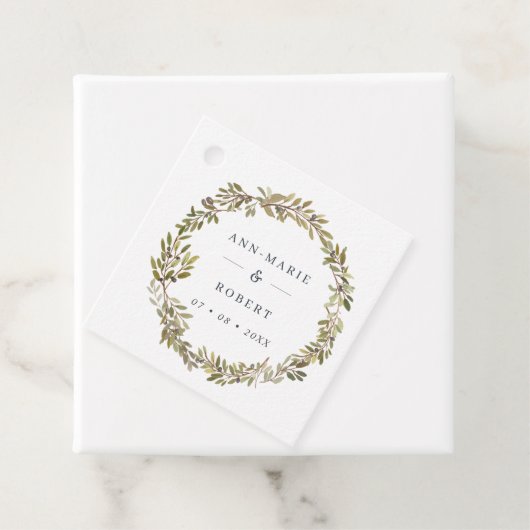 Rustikale Olive Wreath Wedding Geschenkanhänger (Beispiel)
