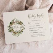 Rustikale Olive Wreath Wedding RSVP Karte