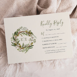 Rustikale Olive Wreath Wedding RSVP Karte