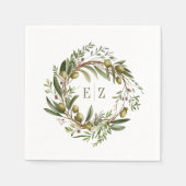 Rustikale Olive Wreath Wedding Serviette (Vorderseite)