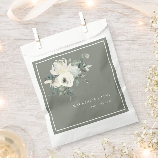 Rustikale Oliven-Grün-Wasserfarben-Blumen-Geschenk Geschenktütchen (Ausgeschnitten)