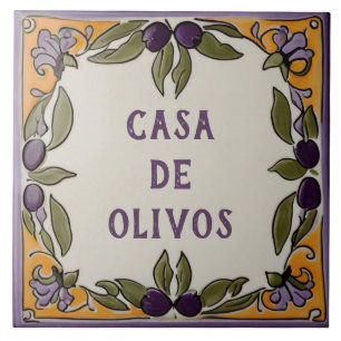 Rustikale Oliven Namensschild Namensschild Schild Fliese