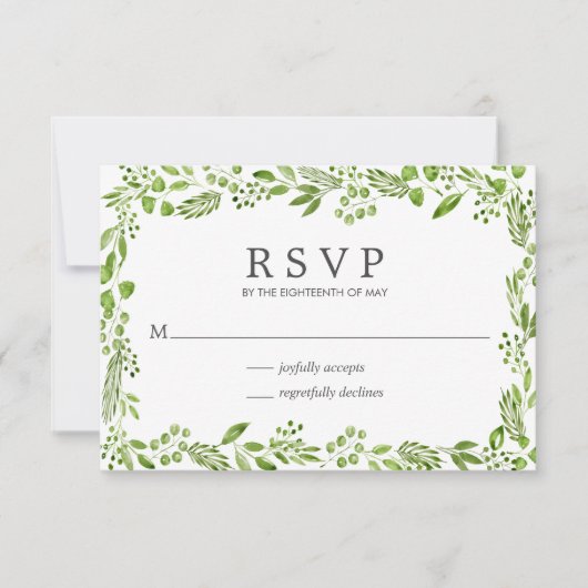 Rustikale Olivenhaine Elegante Hochzeit RSVP Karte (Vorderseite)