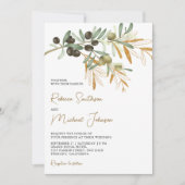 Rustikale Olivenöl-Blätter in einem QR-Code Hochze Einladung (Vorderseite)