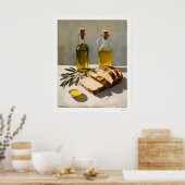 Rustikale Olivenöl- und Brotküche Poster (Küche)