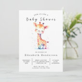 Rustikale Online Giraffe Babydusche Einladung (Stehend Vorderseite)