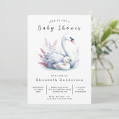 Rustikale Online Swan Baby Dusche Einladung (Stehend Vorderseite)