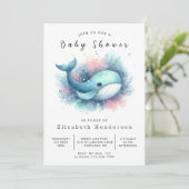 Rustikale Online Whale Baby Dusche Einladung (Stehend Vorderseite)