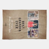 Rustikale Opa je Großkinder 3 FotoCollage Geschirrtuch (Horizontal)