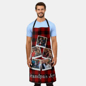 Rustikale Opa's Joy 5 Foto Collage Buffalo Kariert Schürze (Getragen)