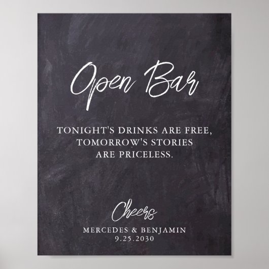 Rustikale Open Bar Chalkboard Personalisierte Hoch Poster (Vorne)