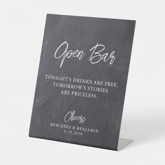 Rustikale Open Bar Chalkboard Personalisierte Hoch Sockelschild (Vorderseite)