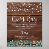 Rustikale Open Bar Greenerity String Lights Weddin Poster (Vorne)