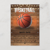 Rustikale Orange Basketball Babydusche Begleitkarte (Vorderseite)