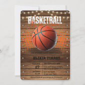 Rustikale Orange Basketball Babydusche Einladung (Vorderseite)