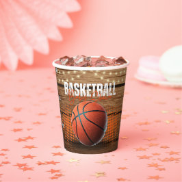 Rustikale Orange Basketball Babydusche Pappbecher