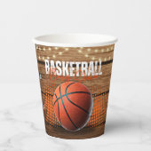 Rustikale Orange Basketball Babydusche Pappbecher (Vorderseite)