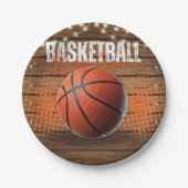 Rustikale Orange Basketball Babydusche Pappteller (Vorderseite)