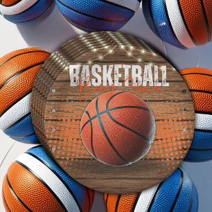 Rustikale Orange Basketball Babydusche Pappteller