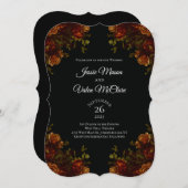 Rustikale Orange Black Elegante Hochzeit Einladung (Vorne/Hinten)