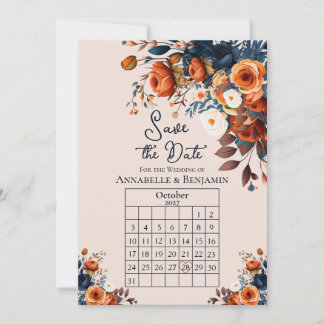 Rustikale Orange-Blaue Hochzeit - Save-the-Date-An Einladung