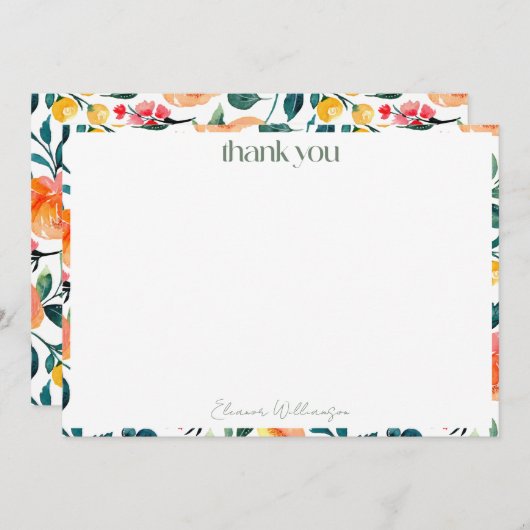 Rustikale Orange-Blume Benutzerdefinierter Brautpa Dankeskarte (Vorne/Hinten)