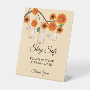 Rustikale Orange Blume Mason Jar Hochzeitsicherhei Sockelschild