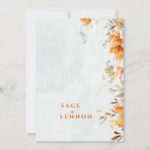 Rustikale Orange Boho Wasserfarbe Blush Hochzeit Einladung (Rückseite)