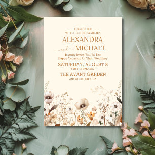 Rustikale Orange Boho Wasserfarbe Blush Hochzeit Einladung