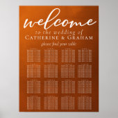 Rustikale Orange-Braune Hochzeit 16-Tisch-Sitzordn Poster (Vorne)