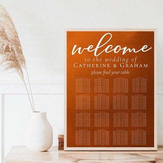 Rustikale Orange-Braune Hochzeit 16-Tisch-Sitzordn Poster