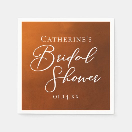 Rustikale Orange-Braune Hochzeitsdusche Personalis Serviette (Vorderseite)