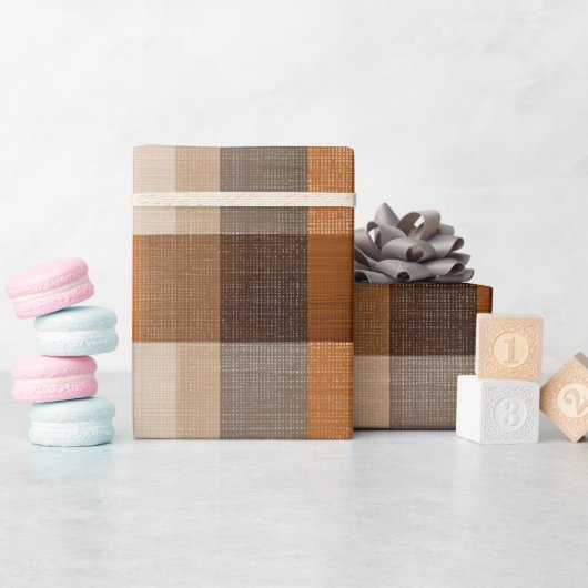Rustikale Orange-Braune Wüsten-Sand-Karomuster Geschenkpapier (Babyparty)