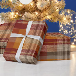 Rustikale Orange-Braune Wüsten-Sand-Karomusterung Geschenkpapier