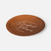 Rustikale Orange-Brautfest-Personalized Pappteller (Schrägansicht)