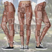 Rustikale Orange Brown Burlap Linen Muster Legging Leggings
