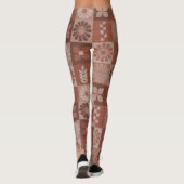 Rustikale Orange Brown Burlap Linen Muster Legging Leggings (Rückseite)