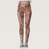 Rustikale Orange Brown Burlap Linen Muster Legging Leggings (Vorderseite)