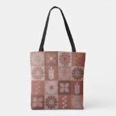 Rustikale Orange Brown Burlap Linen Muster Tote Ba Tasche (Rückseite)