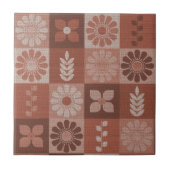 Rustikale Orange Brown Burlap Pattern Keramik Tile Fliese (Vorderseite)