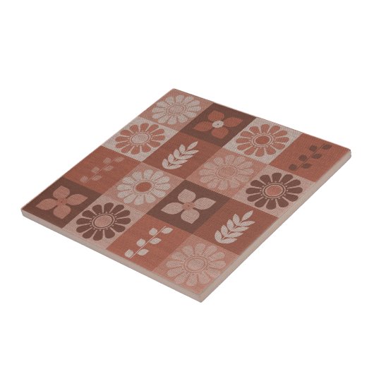 Rustikale Orange Brown Burlap Pattern Keramik Tile Fliese (Seite)