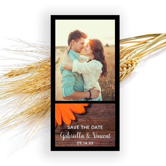 Rustikale Orange Daisy Barn Wedding Save the Date
