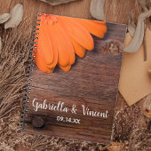 Rustikale Orange Daisy Country Barn Wood Wedding Notizblock