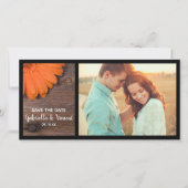 Rustikale Orange Daisy Country Wedding Save the Da Date (Vorderseite)