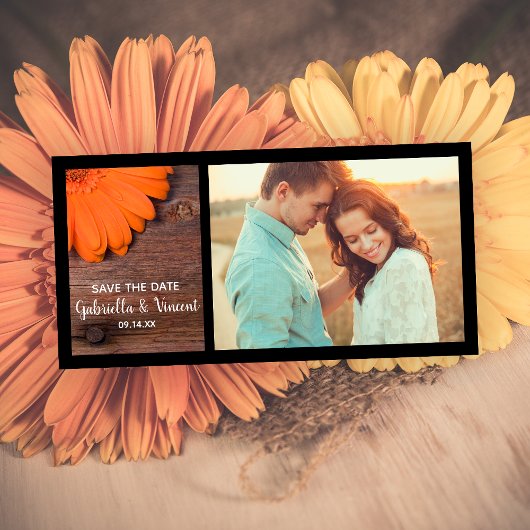 Rustikale Orange Daisy Country Wedding Save the Da Date