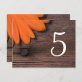 Rustikale Orange Daisy Country Wedding Tischnummer (Vorne/Hinten)